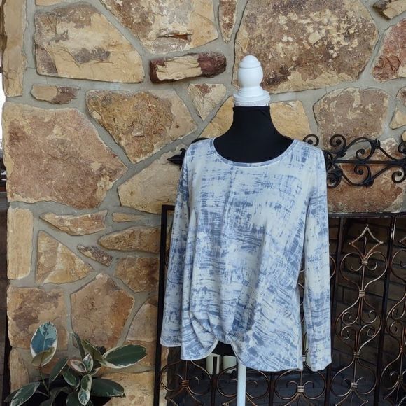 Rose + Olive Long Sleeve Tie Dye Shirt with Bunched Center Waist Size L - Picture 1 of 12